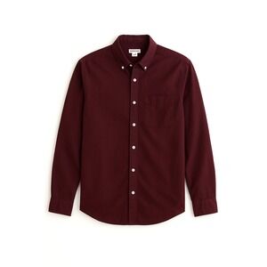 Men's Burgundy Button Down Shirt S‎ Lightweight Breathable Casual Cotton Top